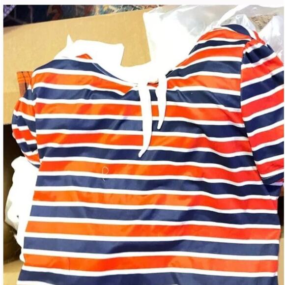 Unique Vintage Short Sleeve Tie Neck Sweetie Knit Top Striped RetroSz 1X #26 - Picture 3 of 3